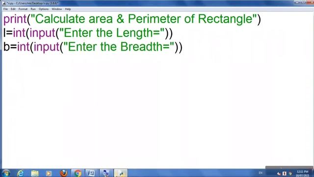 Python Program to find the area and perimeter of a rectangle смотреть онлайн