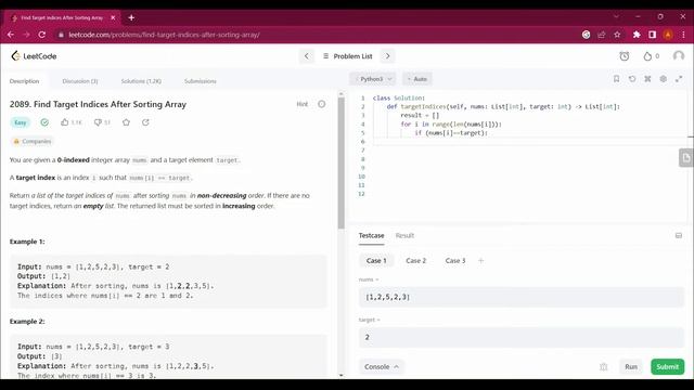 2089. Find Target Indices After Sorting Array with Python | Leetcode with Python #youtube #youtuber смотреть онлайн
