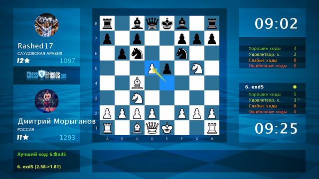 Chess Game Analysis: Дмитрий Морыганов - Rashed17 : 1-0 (By ChessFriends.com)