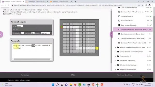 Infytq - pseudo-code to move from the start (S) to the end (E) in the maze смотреть онлайн