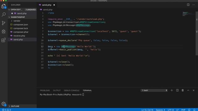 Send and Receive Messages with PHP and RabbitMQ смотреть онлайн