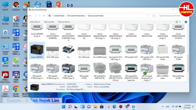 Hướng dẫn cài đặt driver máy in canon imageCLASS MF3010 cho windows 11 | Vi Tính Huỳnh Lâm смотреть онлайн