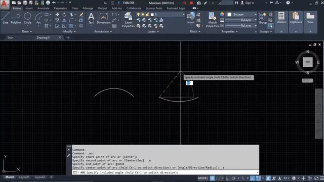 Membuat Arc Start-End-Direction Pada AUTOCAD 2021 смотреть онлайн