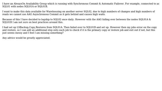 Databases: Log Shipping from Synchronous Automatic Failover AlwaysOn Availability Group AAG смотреть онлайн