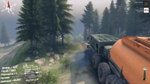 На бездорожье военная техника МАЗ 7310 SpinTires 2015 мультиплеер вместе с Фордом 1 часть
