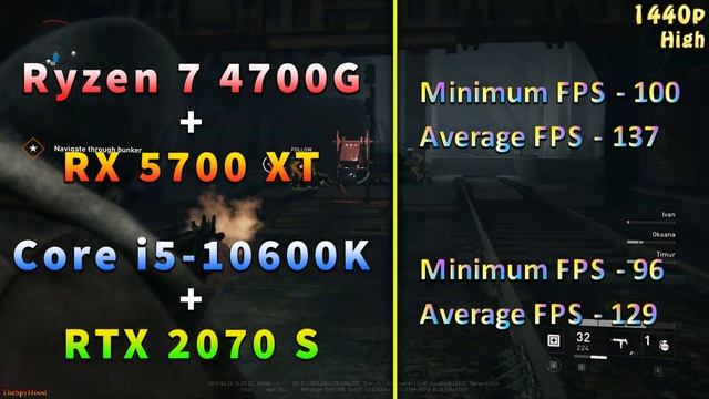 Ryzen 7 4700G + RX 5700 XT vs Core i5 10600K + RTX 2070 SUPER смотреть онлайн