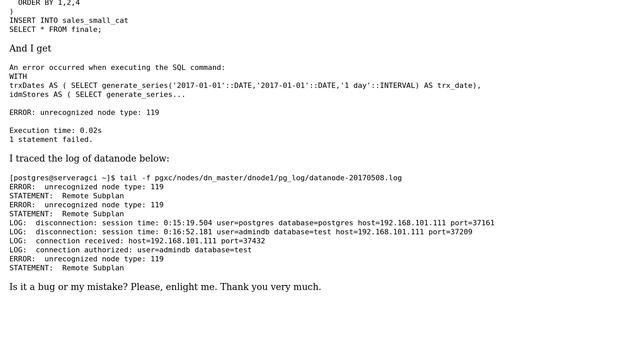 Databases: Failed To Insert Data Into Tables Using Postgres-XL and 4 Datanode смотреть онлайн