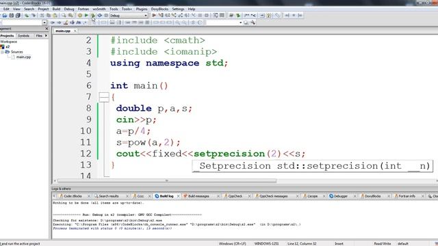 C++, Code Blocks 16.01, new project, build and run, debug смотреть онлайн