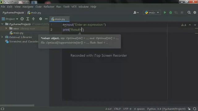 One line calculator using python смотреть онлайн