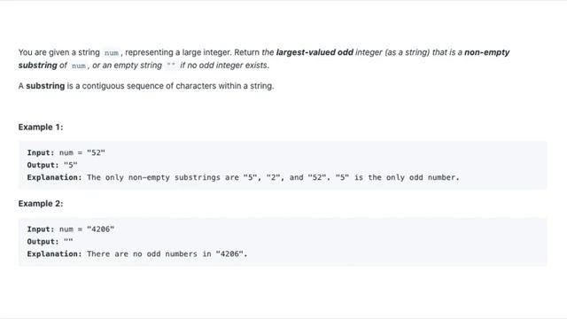 Largest Odd Number in String - LeetCode 1903 - Java Solution смотреть онлайн