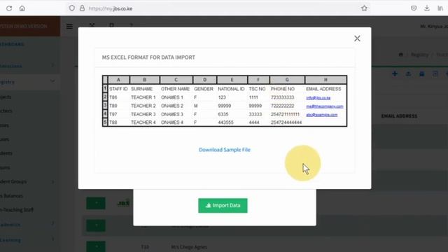 MyJBS | Registry; Import Teachers List From Ms Excel смотреть онлайн