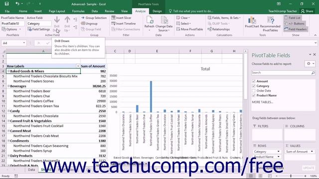 Excel 2016 Tutorial Manipulating a PivotTable or PivotChart Microsoft Training Lesson смотреть онлайн