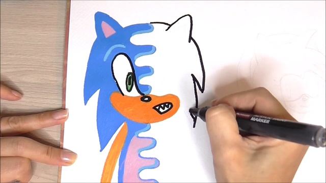 Drawing Sonic and Sonic.exe Fusion Effect with Posca Markers! смотреть онлайн