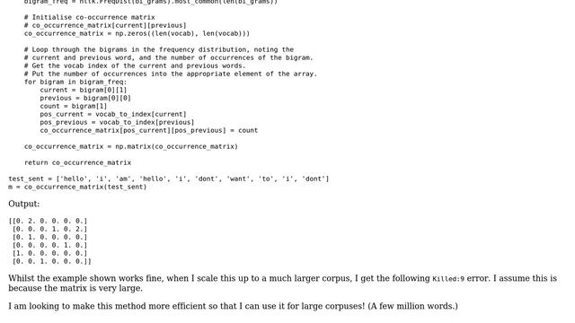 Code Review: Generating a word bigram co-occurrence matrix смотреть онлайн