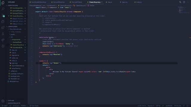 React Lifecycle Methods: Mounting (Class Components) Part 1 смотреть онлайн