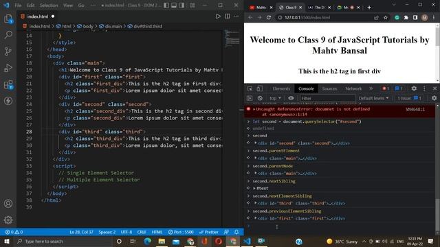 DOM Navigation & Getting Element by Reference in JavaScript | Full JavaScript Course | #9 смотреть онлайн