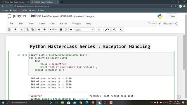 Exception Handling In Python | Part - 14 | Python Masterclass Series 2020 смотреть онлайн