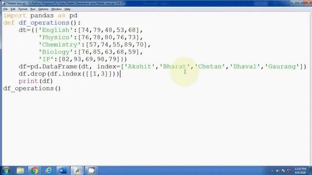 Delete rows from dataframe using drop() method | Data Handling using Pandas - I | Class 12 IP смотреть онлайн