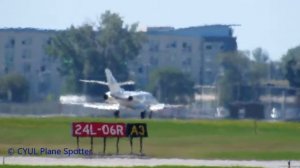 Club Jet Falcon 10 (FA10) landing & close up taxiing in Montreal (YUL)