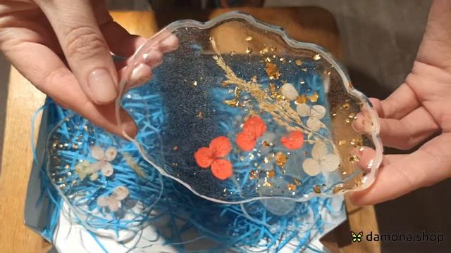 Набор подставок из эпоксидной смолы Летний пейзаж - Epoxy stands set Summer landscape смотреть онлайн