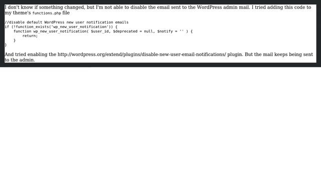Wordpress: Disable New User Registration Email sent to Wordpress admin email on 4.9.5 смотреть онлайн