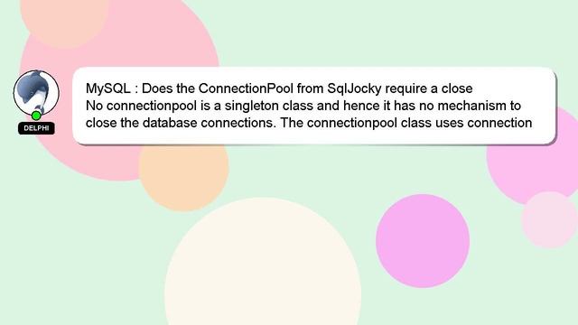 MySQL : Does the ConnectionPool from SqlJocky require a close смотреть онлайн