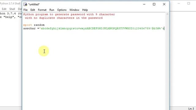 how to write Python program to generate password смотреть онлайн