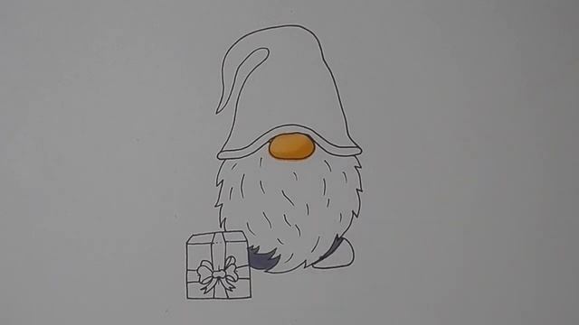 Рисуем ГНОМИКА С ПОДАРКОМ В ШАПКЕ ДЕДА МОРОЗА/995/Draw a DWARF IN a SANTA Claus HAT смотреть онлайн