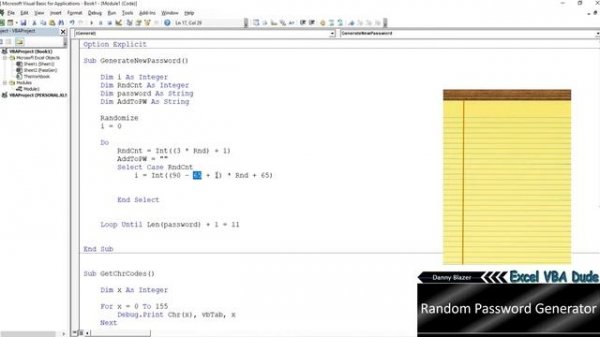 Excel VBA Session 5 - Random Password Generator
