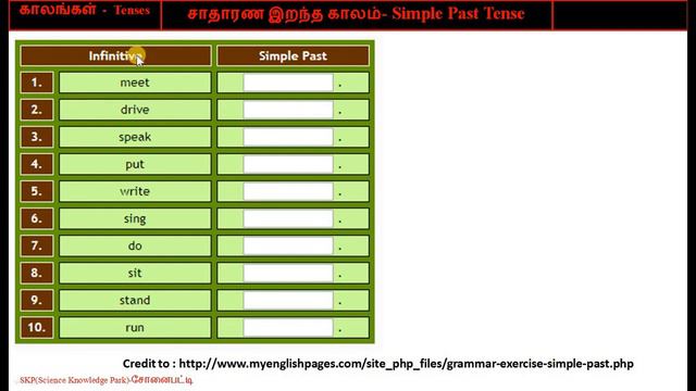 035 சாதாரண இறந்த காலம் திருப்புதல் 1 Simple Past Tense Revision 1 смотреть онлайн