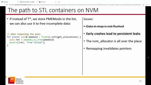 2019 PIRL: Storing STL Containers on NVM (Markus Dreseler, Hasso Plattner Institute) смотреть онлайн