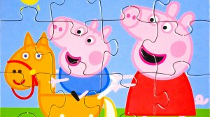 Свинка Пеппа и Джордж на лошадке - собираем пазлы для детей