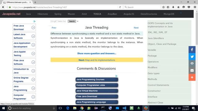 Difference between synchronizing a static method and a non static method in Java.
| javapedia.net смотреть онлайн