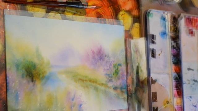 Рисую пейзаж по референсу нейросети. смотреть онлайн