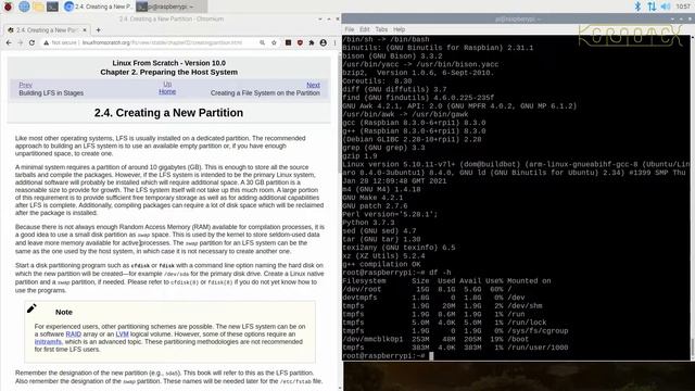 LFS 10.0 on RPI400. 4: Chapter 2 Preparing the Host System смотреть онлайн