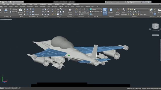 Fighter Jet In AutoCAD смотреть онлайн