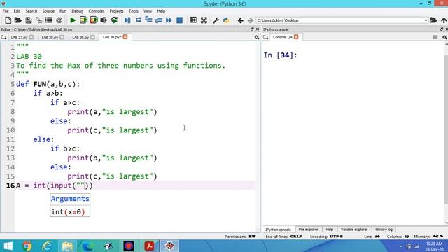 Python Lab Part 30:To find the Max of three numbers using functions. смотреть онлайн