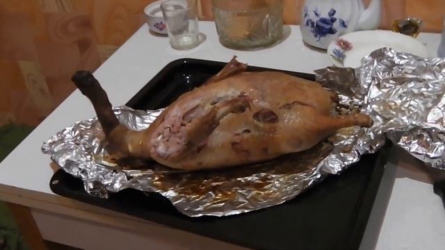 Мулард запеченый в электропечи с яблоками и рисом. смотреть онлайн