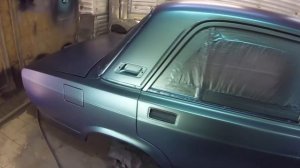 Покраска ВАЗ 2107 в хамелеон Aqua Mirage жидкая резина Rubber Paint и лак Алмаз
