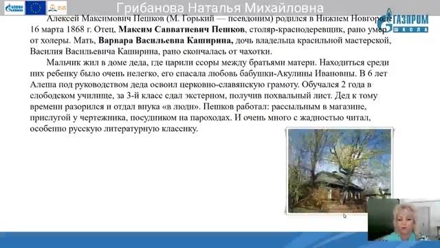 11 классы Русская литература Грибанова Наталья Михайловна смотреть онлайн