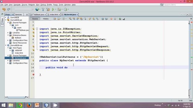 EJB Message Driven Bean Glassfish Creating Servlet Part 4 смотреть онлайн