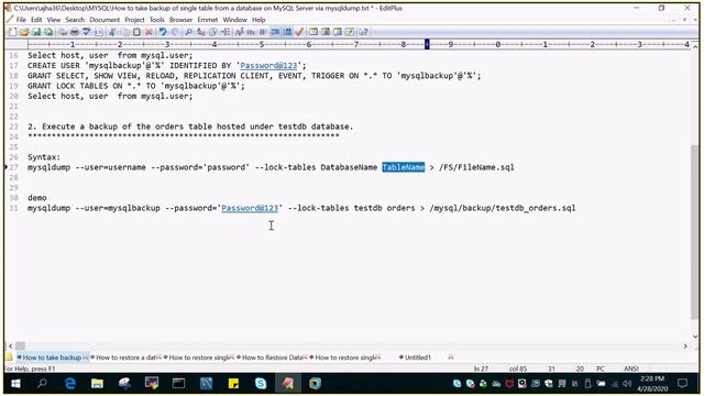 MySQL : Mysqldump single table backup смотреть онлайн