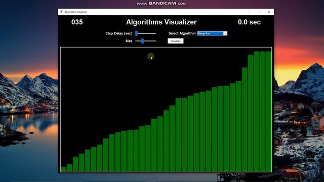 Merge sort algorithm visualization using Python3 and Tkinter смотреть онлайн