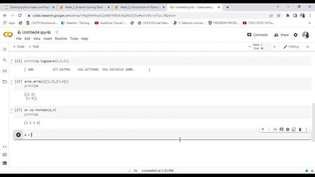 Python Numpy Tutorial using Google Colab смотреть онлайн