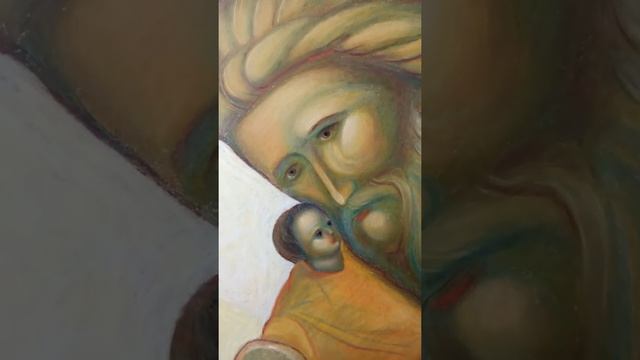 Масляная пастель.Сретение. Фрагмент работы. смотреть онлайн