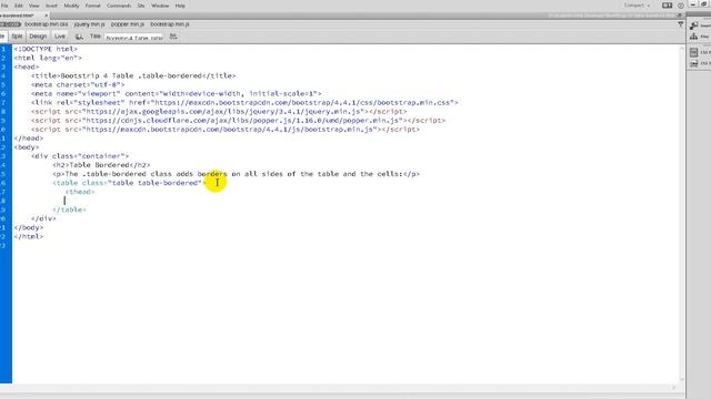Bootstrap 4 Tables: Table Bordered Class смотреть онлайн