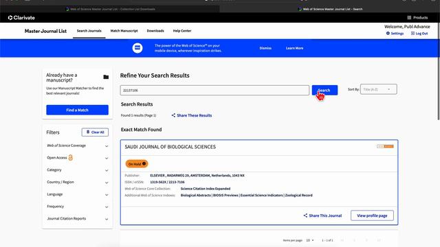 WoS: Как проверить журнал в обновленном списке? смотреть онлайн