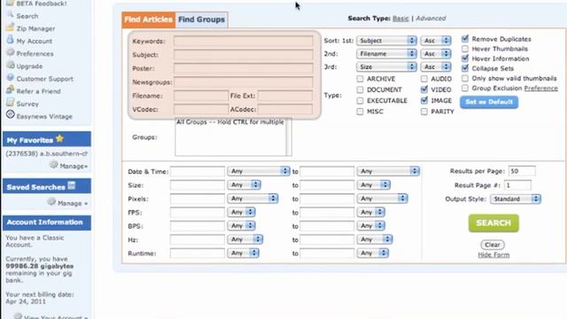 Easynews Usenet Global Search Tutorial смотреть онлайн