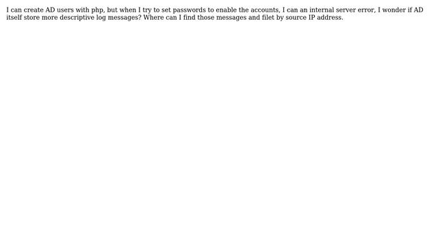 Where are the logs of php-LDAP interaction on Active Directory смотреть онлайн