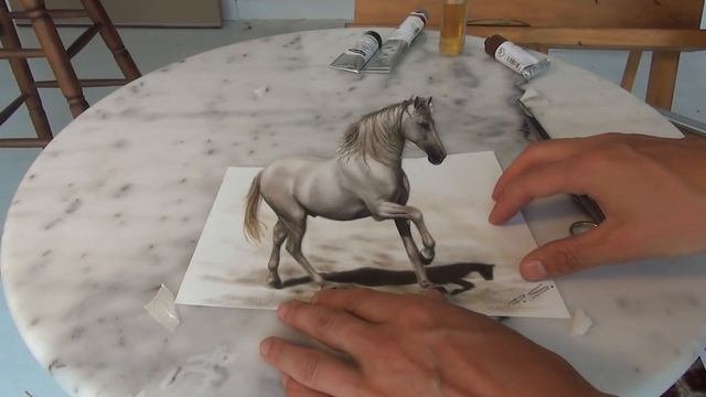 Speed Drawing of a Horse in 3D ! Anamorphic Illusion смотреть онлайн